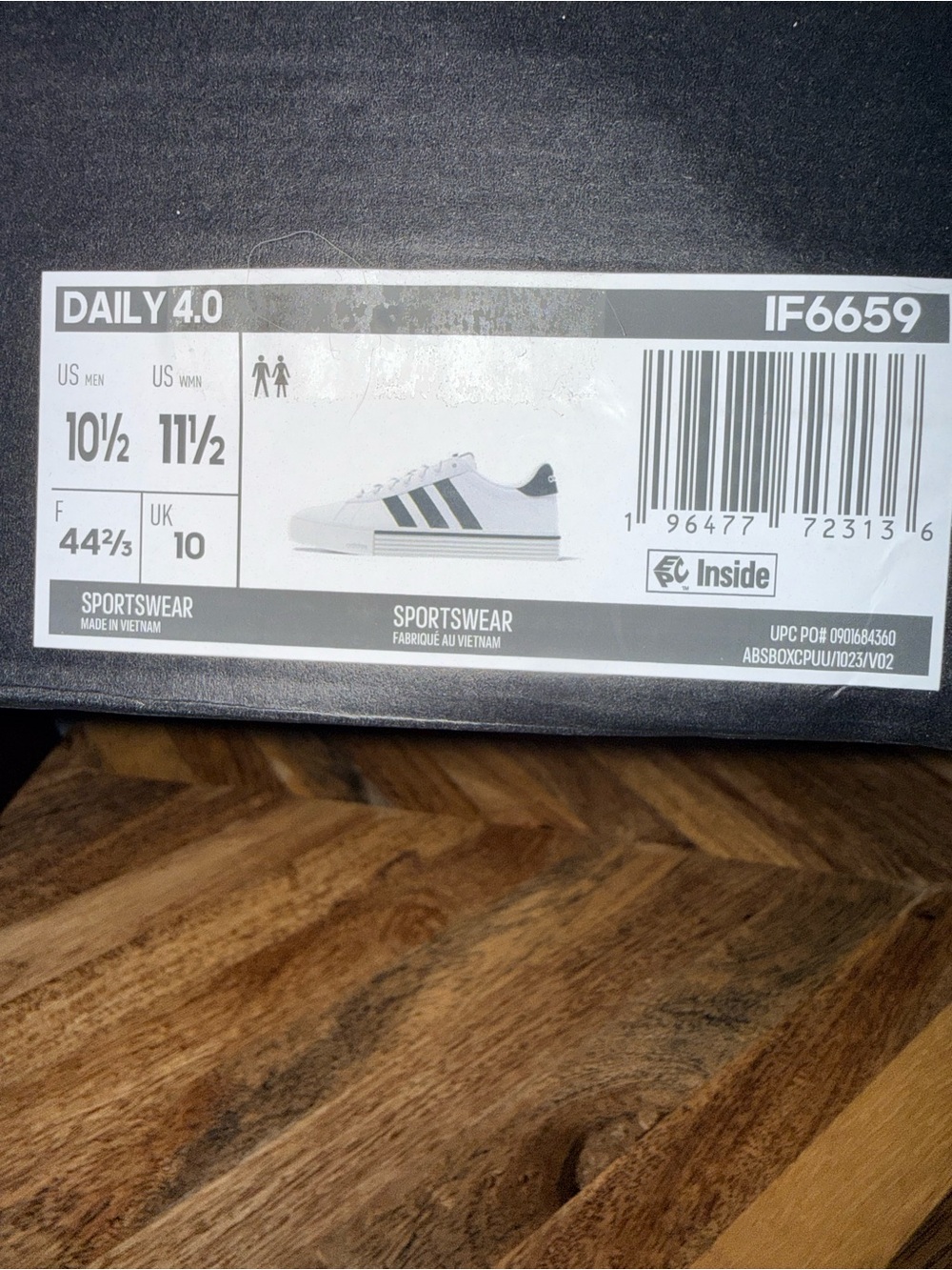 Adidas Daily 4.0 White Black Sneakers Men’s 10.5 NWT - Picture 9 of 9